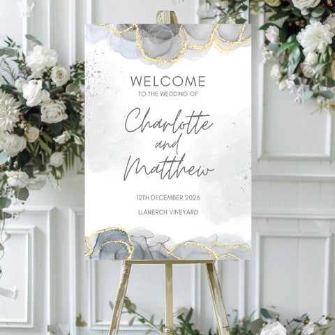 Wedding "Sophisticated Silver" Welcome Sign/ Boards